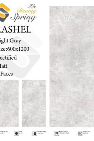 سرامیک بیوتی اسپرینگ مات 120x60 مدل Rashel Light Gray Matt