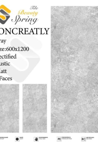 سرامیک بیوتی اسپرینگ مات 100X100 مدل Concreat Gray Matt
