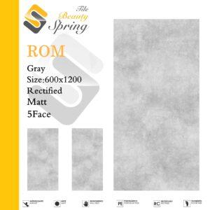 سرامیک بیوتی اسپرینگ مات 120x60 مدل Rom Light Gray Matt