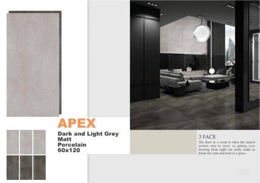 سرامیک 120*60 محصول apex dark and light gray matt porcelain 60 120 شرکت دکوراسیون داخلی آویژه طرح