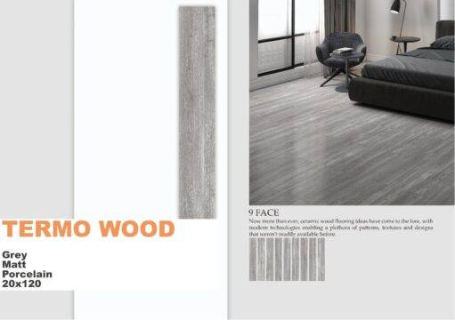 سرامیک 120*20 محصول termo wood grey matt porcelain 20 120 شرکت دکوراسیون داخلی آویژه طرح